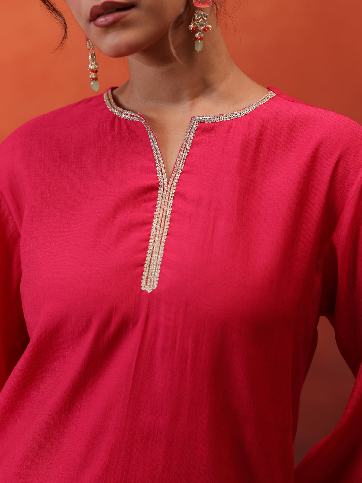MulChanderi Short Kurta With Balloon Pant - Raani