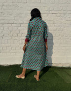 Red Berry Butti Cotton Regular Fit Dress