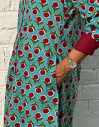 Red Berry Butti Cotton Regular Fit Dress