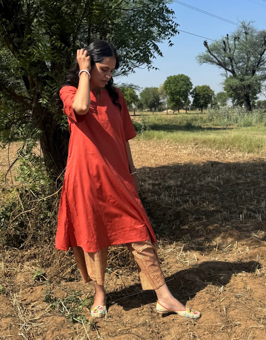 Rust Culotte Cotton Flex Co-Ord Set
