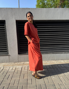 Rust Short Culotte Cotton Flex Co-Ord Set