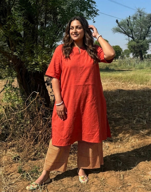 Rust Culotte Cotton Flex Co-Ord Set | Designed for Curves, Up to 6XL
