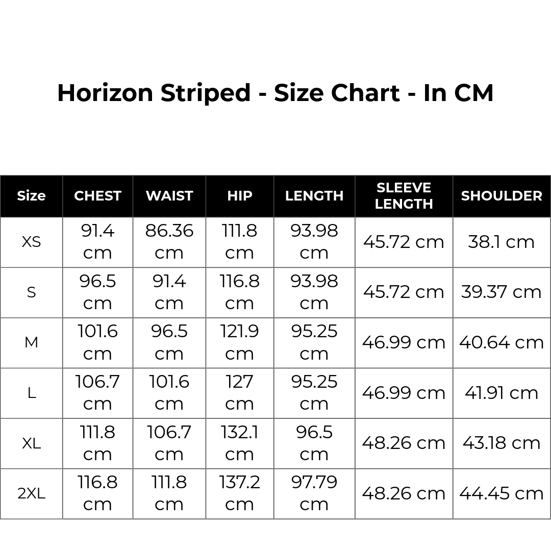 Size chart cm