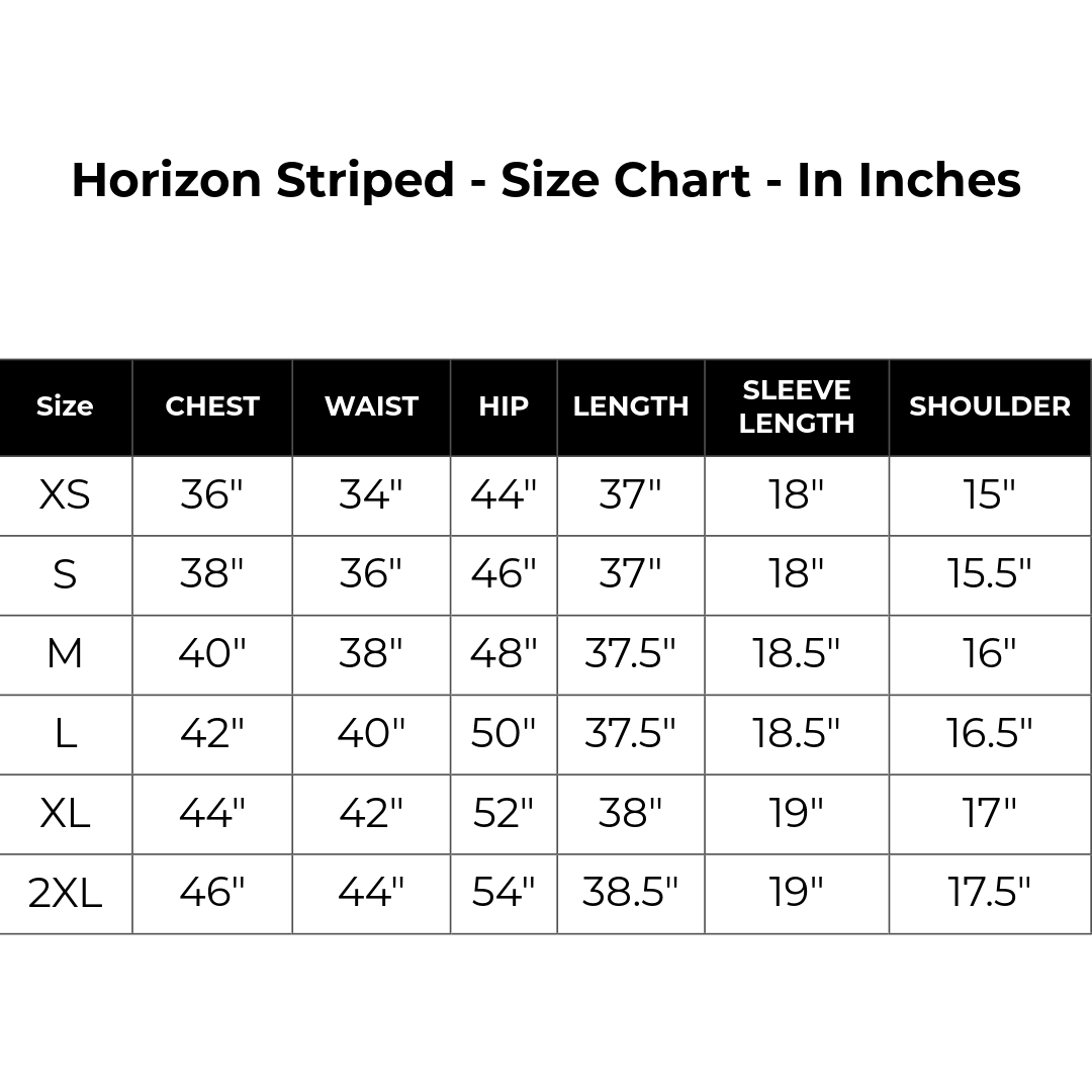 Size chart inches